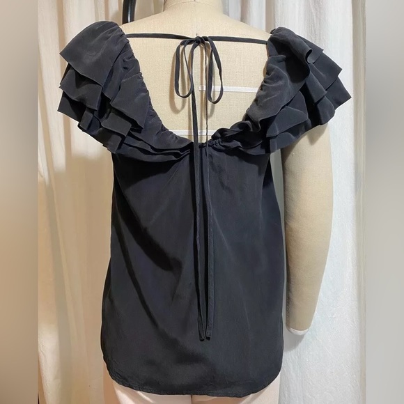 Club Monaco Tiered Ruffled Scoop Neck with Open Back String Tie Closure - Size S - Picture 7 of 8